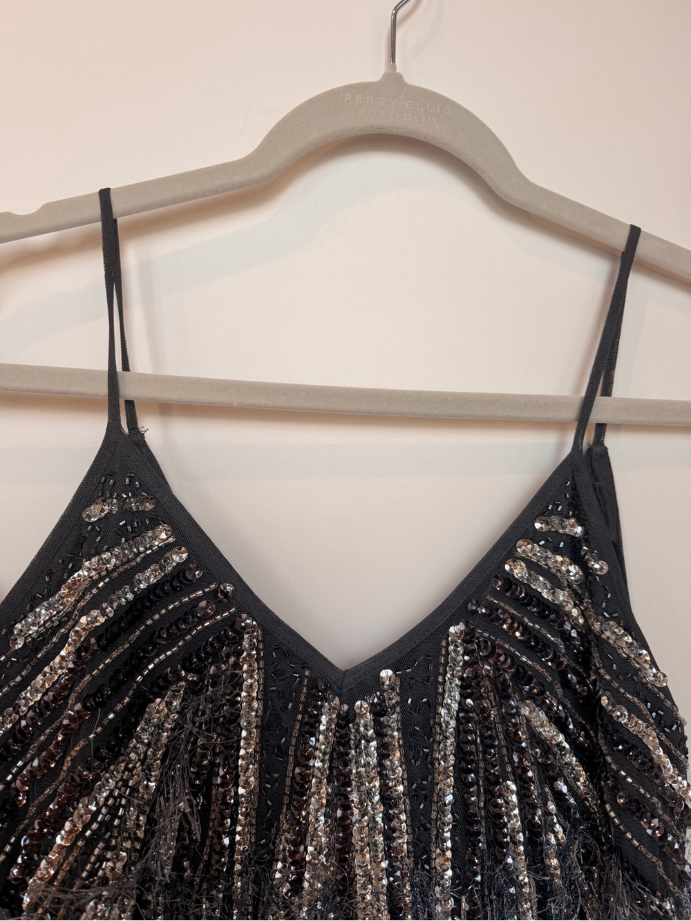 ASOS Charcoal Gray sequin Feather Dress - Picture 3 of 6